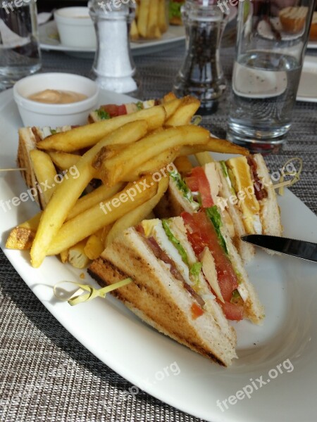 Sandwich Club Sandwich Eat French Ketchup