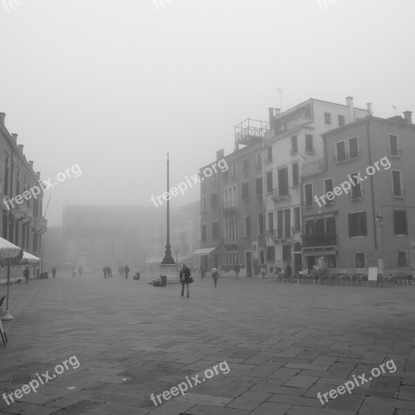 Italy Venice Venice Morning Fog Landscape