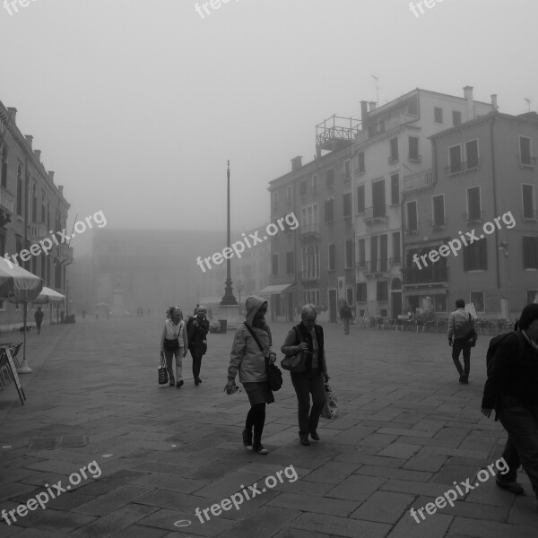 Italy Venice Venice Morning Fog Landscape