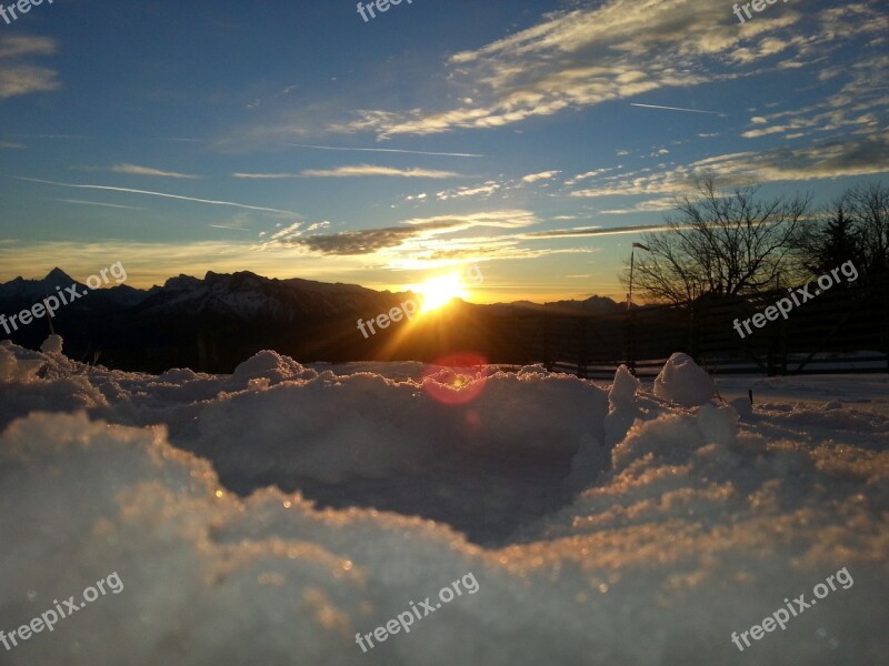 Gaisberg Salzburg Austria Snow Sunset