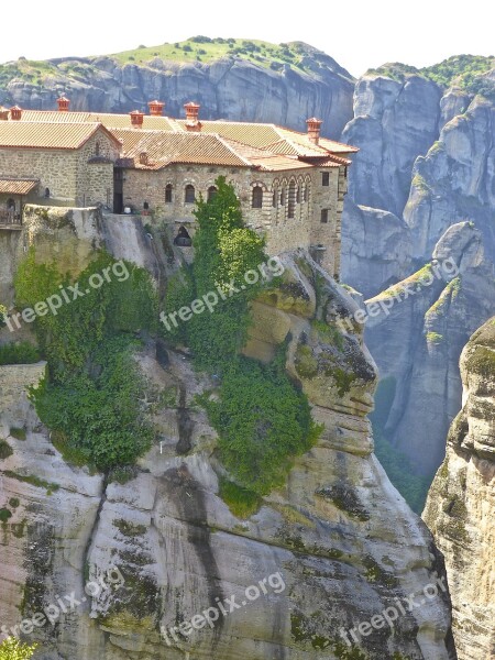 Meteora Monastery Rock Mountain Perched