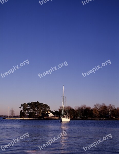 Sailboat Water Vessel Sunset Scenic