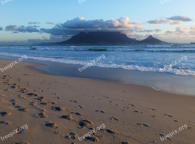 Beach Abendstimmung Table Mountain Cape Town South Africa