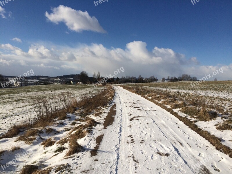 Path Winter Snow Nature Sky