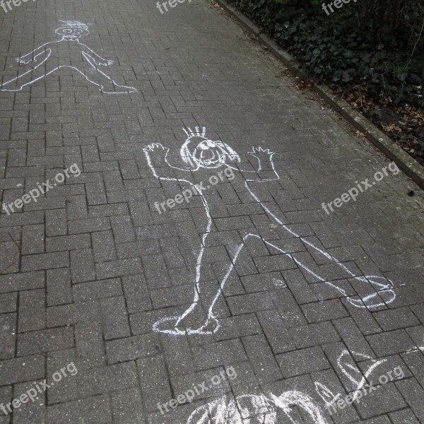 Painting Sidewalk Chalk Children Street Chalk