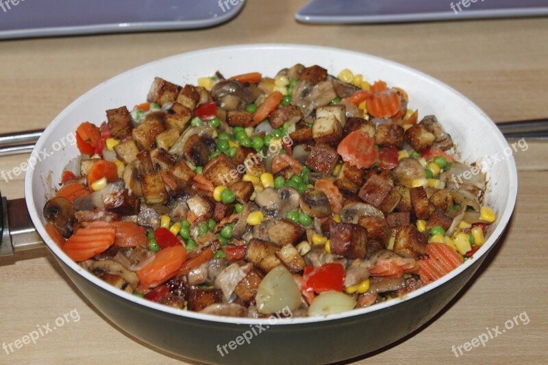 Tofu Fry Up Vegetables Cook Eat