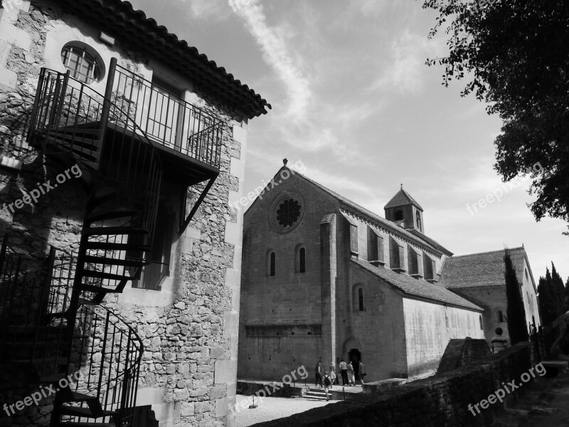 Black White Abbey Provence Building Free Photos