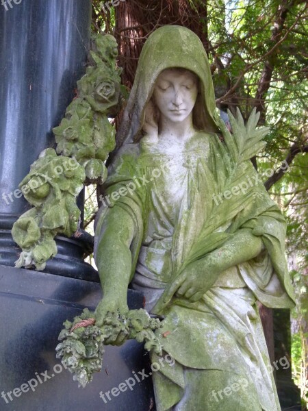 Mourning Female Statue Cemetery Free Photos