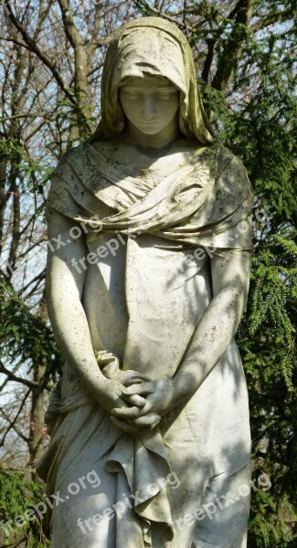 Cemetery Female Statue Pray Free Photos