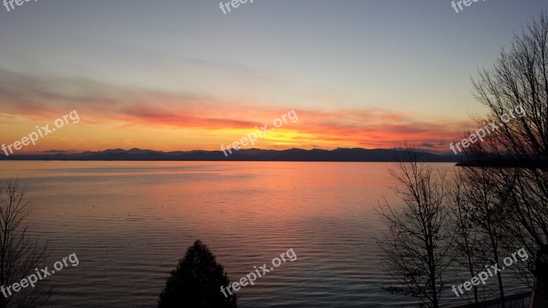 Vermont Lake Champlain Sunset Burlington New North End