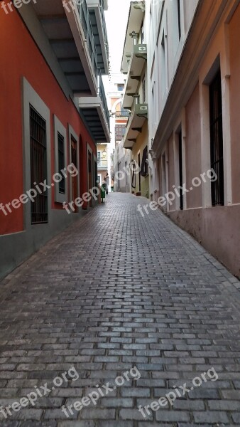 Cobblestone Architecture Street Puerto Rico San Juan