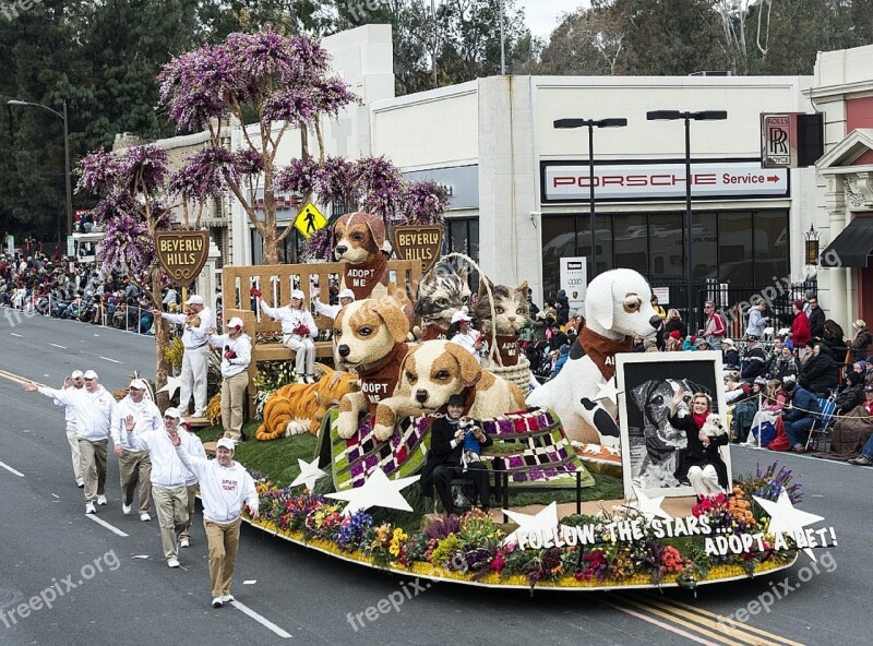 Parade Float Dogs Floral Rose Parade