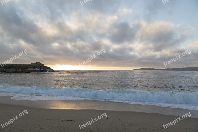 Beach Ocean Sea Water Sunset