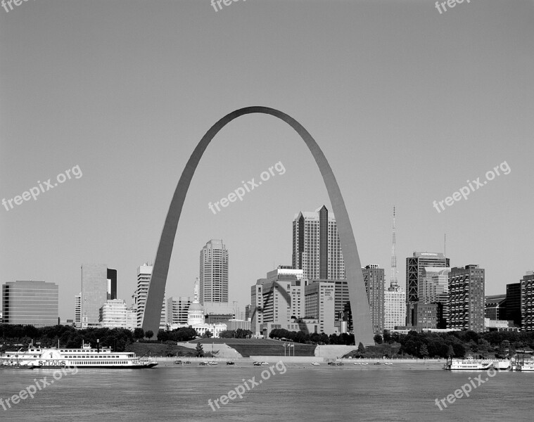 Saint Louis Skyline Gateway Arch Mississippi River Architecture