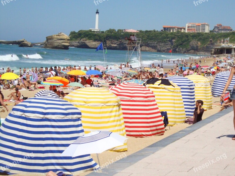 Biarritz Beach Lighthouse Ocean Riviera