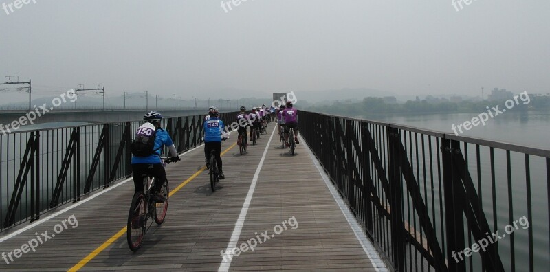 Cycling Bike Bridge South Korea River