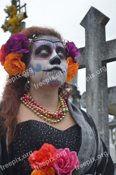 Tomb Catrina Flowers Mexico Mexican