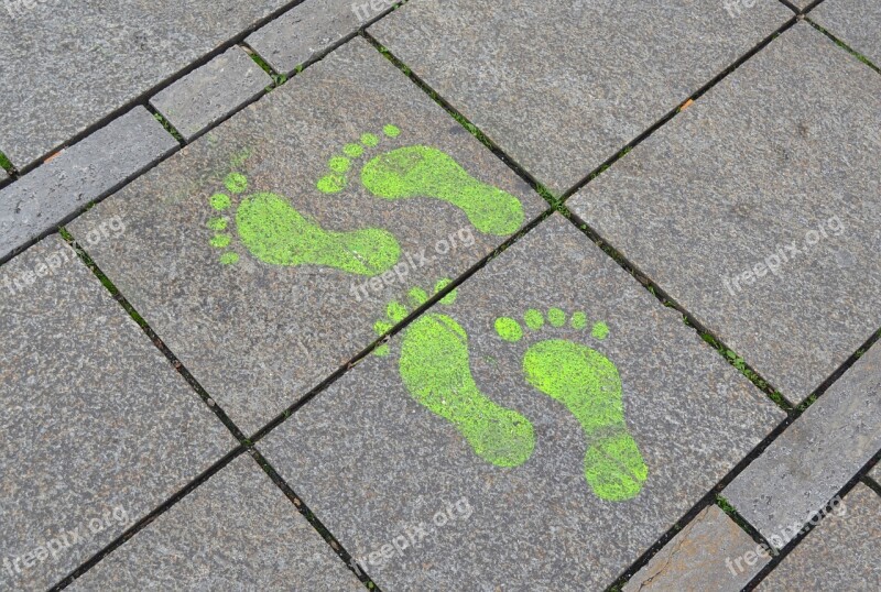 Footprint Street Art Sidewalk Steps Free Photos