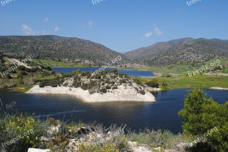 Germasoyeia Dam Limassol Cyprus Water View Lake