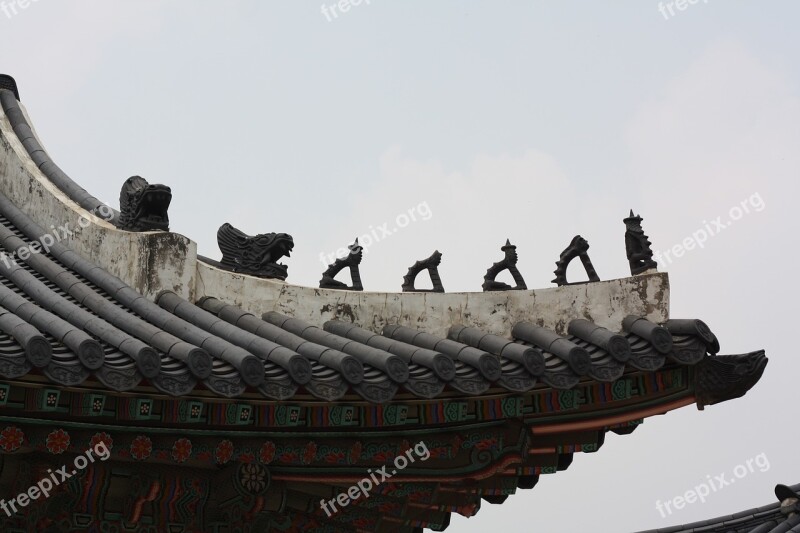 Republic Of Korea Roof Gyeongbok Palace Traditional Houses