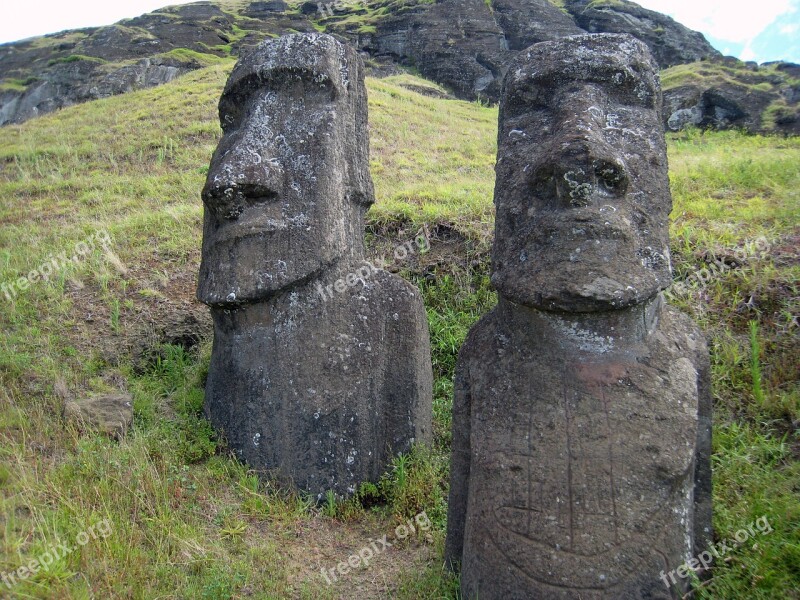 Easter Island Rano Raraku Stone Figure Stone Heads Free Photos