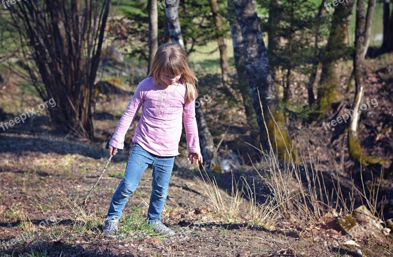 Child Girl Blond Long Hair Nature