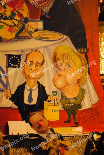 François Hollande Angela Merkel Lantern Carnival Basler Fasnacht 2015