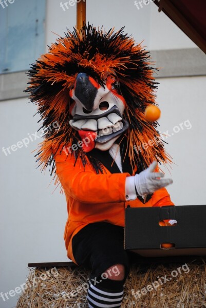 Mask Waggis Orange Throw Carnival Basler Fasnacht 2015