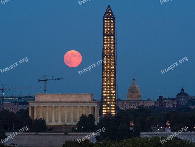 Supermoon Full Perigee Night Washington Monument