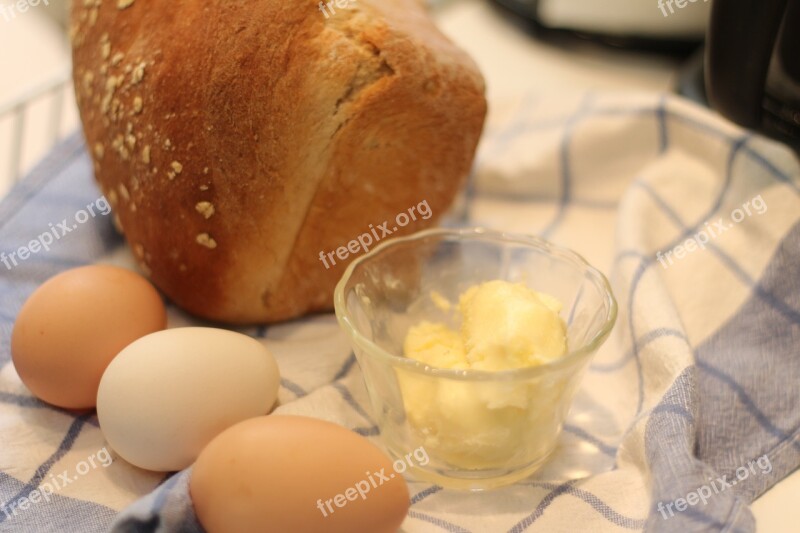 Food Bread Eggs Butter Healthy