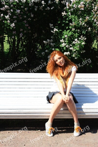 Park Bench Summer Redhead Sun