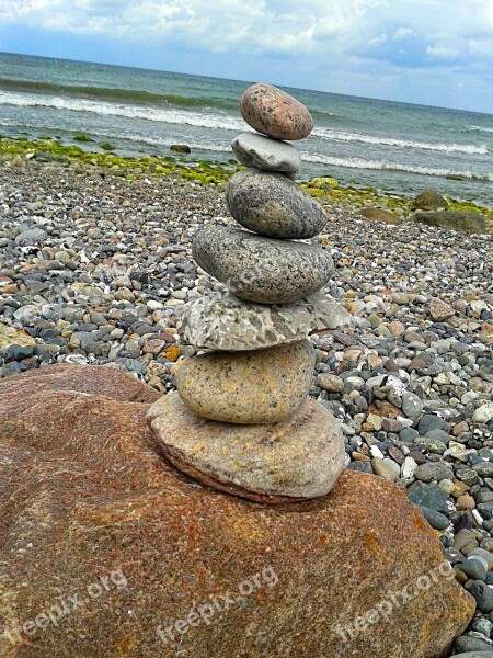 Stones Pebble Beach North Sea Stack