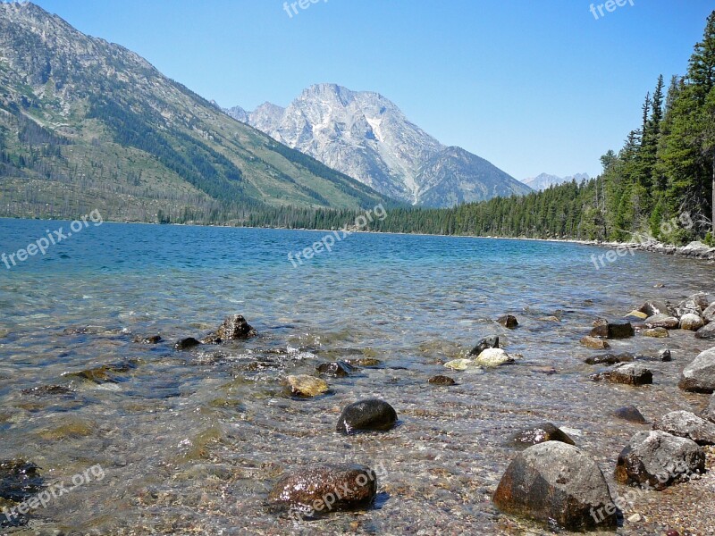 Grand Teton Park Lake Usa Landscape