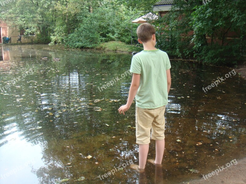 Boy Summer Paddle Carefully Water