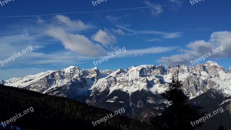 Italy Mountains The Alps Winter The Dolomites