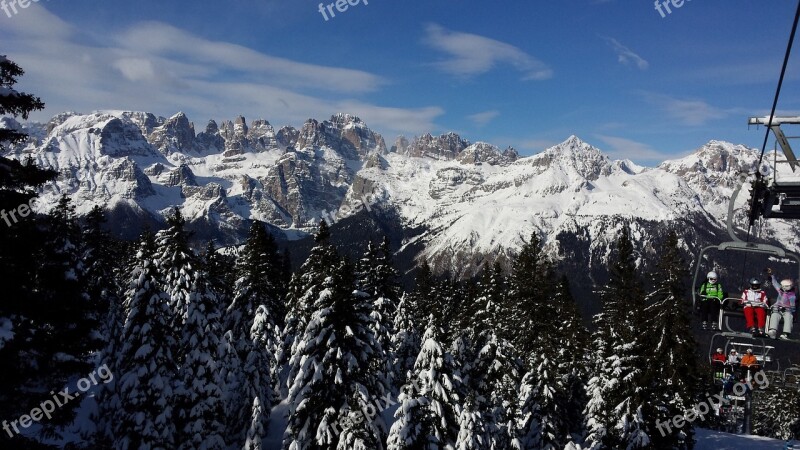 Italy Andalo Winter Snow Mountains