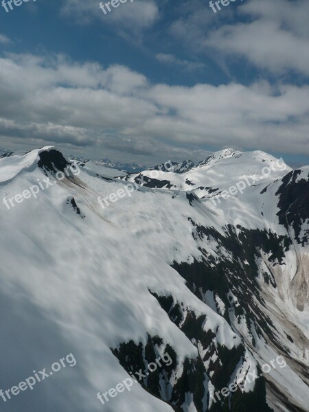 Alaska Snow Peaks Mountain Clouds