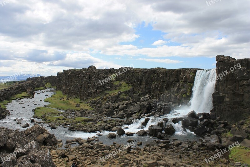 Waterfall Landscape Iceland Free Photos