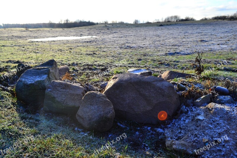 Field The Stones Frost Winter Free Photos