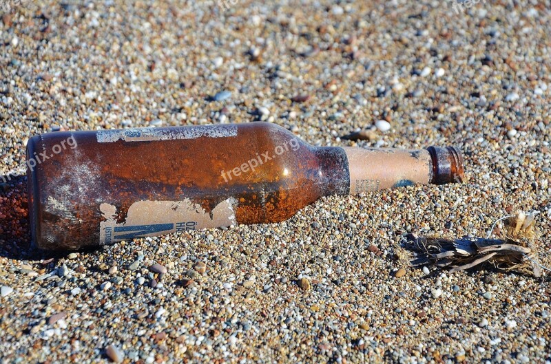 Bottle Sand Beach Shore Sandy