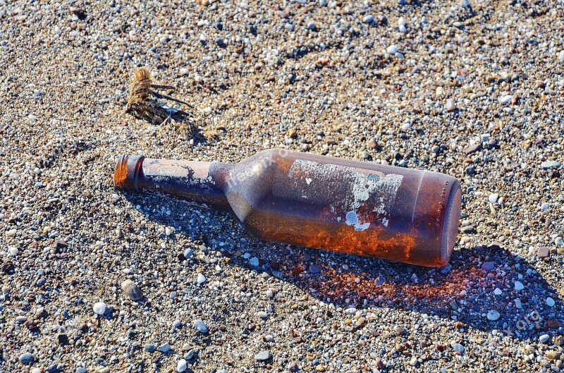 Bottle Sand Beach Shore Sandy