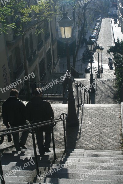 Montmartre Paris France Stairs Hill