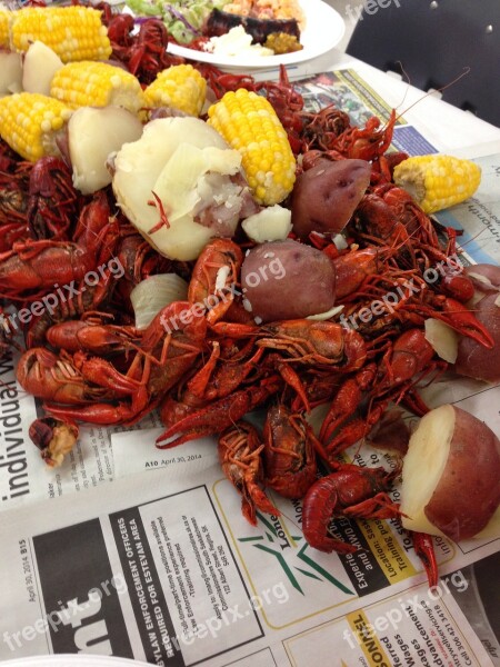 Crawfish Crayfish Boil Seafood Table