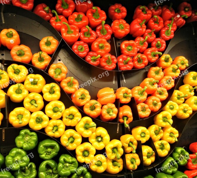 Peppers Red Orange Yellow Green