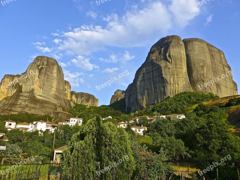 Landmark Meteora Greece Mountain Scenery