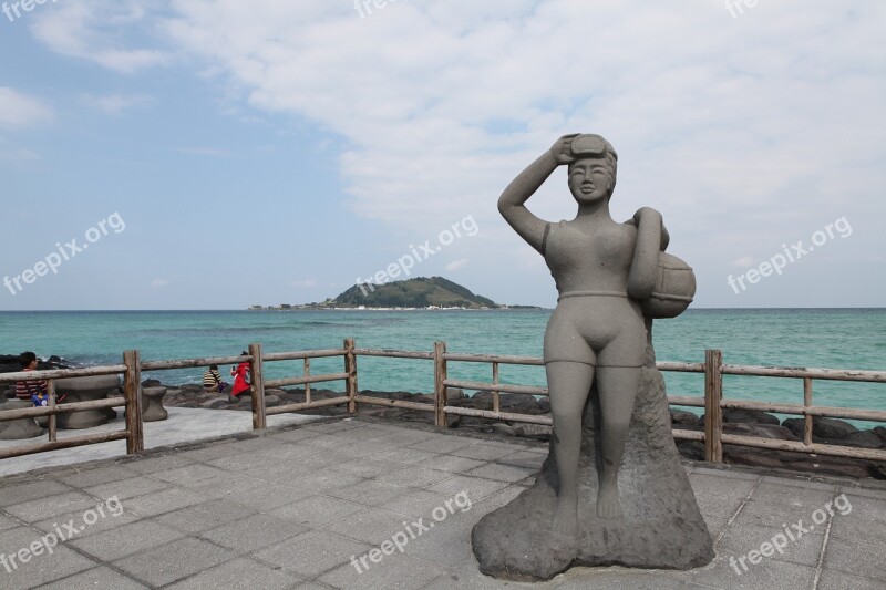 Sun Maid Non-transferability Jeju Island Stone Statue Jeju Island Beach