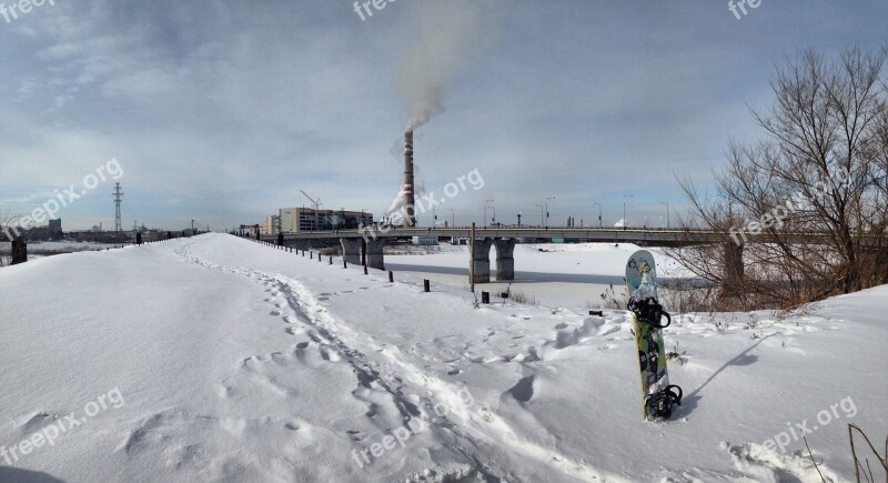 Snowboard City Winter Snow Landscape