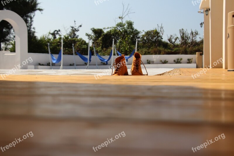 Travel Wood Boots The Scenery Blue Sky