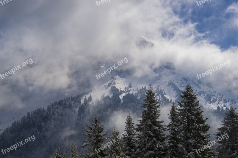 Mountain Cloud Snow Fir Sky