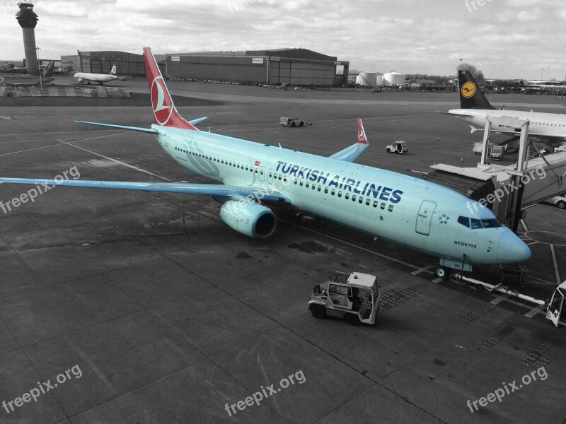 Airplane Turkish Airlines Manchester Airport Airliner Turkey